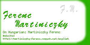 ferenc martiniczky business card